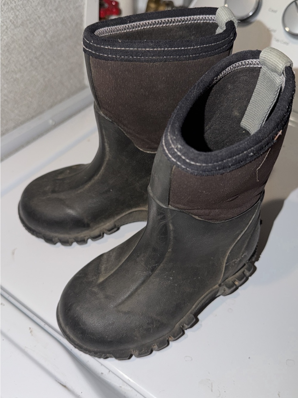 Youth Black Waterproof Rain & Snow Boots with Easy Pull Tab